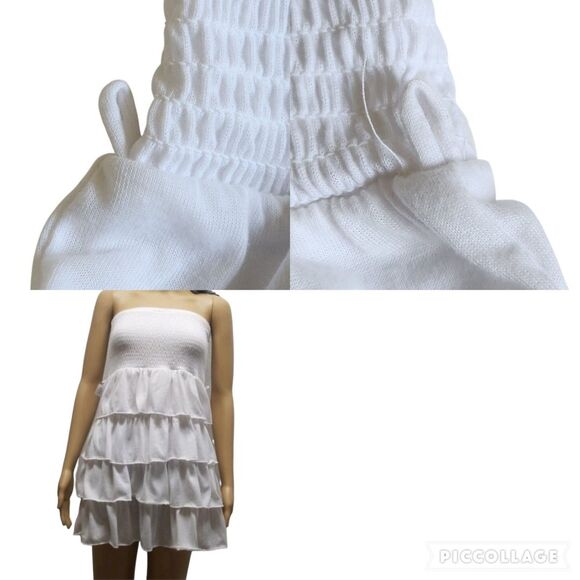 No Boundaries White Tiered Strapless Tube Dress Size M (7-9) - Picture 7 of 11